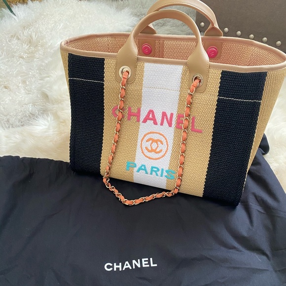 CHANEL Handbags - W/ TAGS Chanel  multi-color straw& leather tote